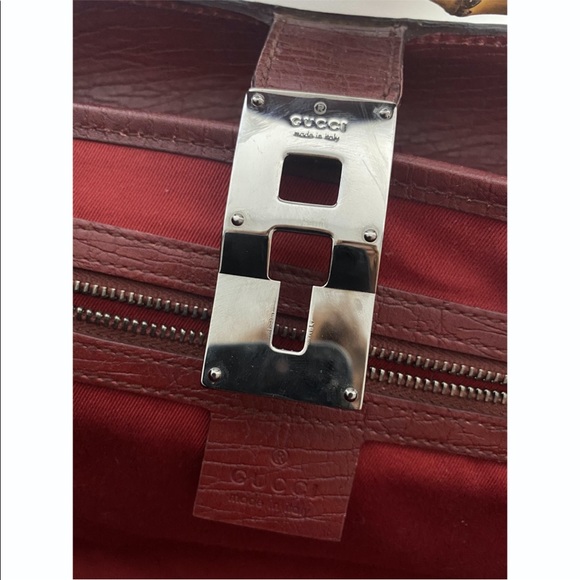 Gucci Red Bamboo Cloth Handbag - Picture 3 of 9